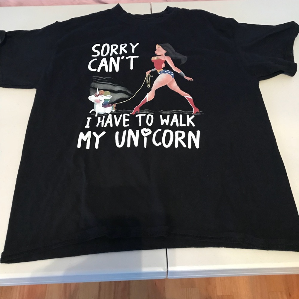 Wonder Woman/unicorn tee unisex large